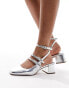 Фото #1 товара ASOS DESIGN Soccer mid block heeled mary jane shoes in silver