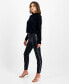 Фото #3 товара Petite Studded Faux-Leather Leggings, Created for Macy's