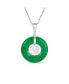 Фото #1 товара Bling Jewelry circle Disc Round Donut Good Fortune Fu Character Chinese Symbol Dyed Green Jade Disc Pendant Necklace For Women .925 Sterling Silver