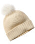 Фото #1 товара Forte Cashmere Chunky Pompom Cashmere Hat Women's White