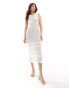 & Other Stories sheer crochet knitted maxi dress with flower applique and open back detail in off white