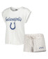 ფოტო #2 პროდუქტის Women's White, Cream Indianapolis Colts Montana Knit T-shirt and Shorts Sleep Set