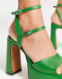 ASOS DESIGN Neddy premium leather platform heeled sandals in green