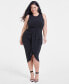 ფოტო #1 პროდუქტის Trendy Plus Size Ruched Draped Midi Dress, Created for Macy's