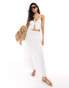 SNDYS cotton lace trim tie front cami top co-ord in white