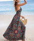 Women's Floral Ornate Print Plunge Maxi Beach Dress