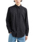 Men's Regular-Fit Tonal Logo Jacquard Button-Down Shirt solid blac, XL - фото #1