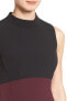 Halogen Black Burgundy Colorblock Mock Neck Sheath Dress Sz 6