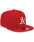 Фото #4 товара Головной убор для мужчин New Era красный Oakland Athletics Logo белый 59FIFTY Fitted Hat