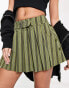 Фото #1 товара Reclaimed Vintage y2k belted mini kilt skirt in khaki stripe