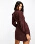 Miss Selfridge poplin wrap shirt dress in chocolate