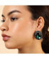 Women's Green Embellished Oval Stud Earrings