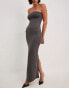 NA-KD bandeau maxi dress in dark grey