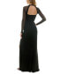 ფოტო #2 პროდუქტის Juniors' Square-Neck Side-Slit Glitter Gown