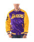 Фото #1 товара Men's Purple, Gold Los Angeles Lakers Renegade Satin Full-Snap Varsity Jacket