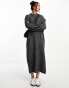 Фото #2 товара ASOS DESIGN oversized knitted midi dress with crew neck and seam detail in charcoal