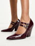 Фото #5 товара Daisy Street double daisy buckle western mary janes in burgundy patent