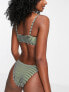 Фото #2 товара Topshop clasp front stripe triangle bikini top in khaki