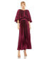 Women's Pleated Caplet T-Length Gown Dress