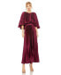 ფოტო #1 პროდუქტის Women's Pleated Caplet T-Length Gown Dress