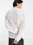 ASOS DESIGN long sleeve t-shirt in white lace with neck & sleeve detail