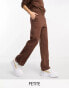 Threadbare Petite Maddy panelled joggers with poppers co-ord in chocolate brown