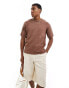 ASOS DESIGN relaxed knitted boxy t-shirt in slubby texture in brown Коричневый, 2XL - Chest 46-48 - фото #1