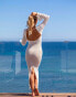 Фото #2 товара South Beach x Misha Grimes knit long sleeve maxi beach dress in cream