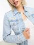 Фото #3 товара COLLUSION shrunken denim jacket co-ord in light blue