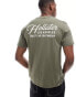 Фото #1 товара Hollister back print t-shirt in olive green