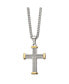 Фото #1 товара Chisel polished Yellow IP-plated Cross Pendant Curb Chain Necklace
