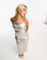 Фото #3 товара Forever New metallic drape midaxi slip dress in silver