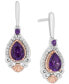ფოტო #2 პროდუქტის Enchanted Disney Amethyst (2 ct. t.w.) & Diamond (1/7 ct. t.w.) Ariel Drop Earrings in Sterling Silver & 14k Rose Gold