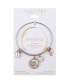 ფოტო #3 პროდუქტის Cubic Zirconia Heart and Bezel, Mother of Pearl Inlay Flower and Silver-Plated Grandma Bangle Bracelet