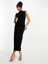 Фото #2 товара ASOS DESIGN grown on neck midi dress with ruched sides in black