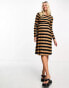 Mamalicious Maternity long sleeve mini dress in black stripe