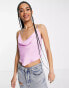 Фото #1 товара Bershka 90s multi colour diamante strap scarf top in pink