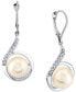 ფოტო #1 პროდუქტის Cultured Freshwater Pearl (10mm) & Diamond (1/6 ct.t.w.) Swirl Leverback Drop Earrings in 14k White Gold