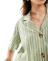 Wednesday's Girl striped linen shirt co-ord in sage green