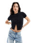 Фото #1 товара ASOS DESIGN crew neck short sleeve cardigan in black