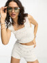 Фото #1 товара Reclaimed Vintage textured beach top co-ord in white