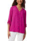 Women's Collarless Rolltab-Sleeve Tunic