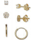 ფოტო #1 პროდუქტის 3-Pc. Set Cubic Zirconia Stud & Hoop Earrings in 18k Gold-Plated Sterling Silver, Created for Macy's