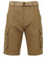 Men's Flat Front Belted Cotton Cargo Shorts