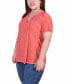 Plus Size Short Sleeve Y-Neck Jacquard Knit Top