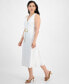 Фото #3 товара Petite Linen-Blend Belted Midi Dress, Created for Macy's