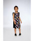 Girl Printed Dress With Mesh Sleeves Black - Child
