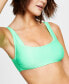Фото #1 товара Juniors' Mint Spark Variegated Ribbed Bralette Bikini Top, Created for Macy's