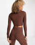 Фото #2 товара Fila retro long sleeve crop top in brown