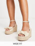 ASOS DESIGN Wide Fit Trisha bow detail espadrille wedges in natural fabrication